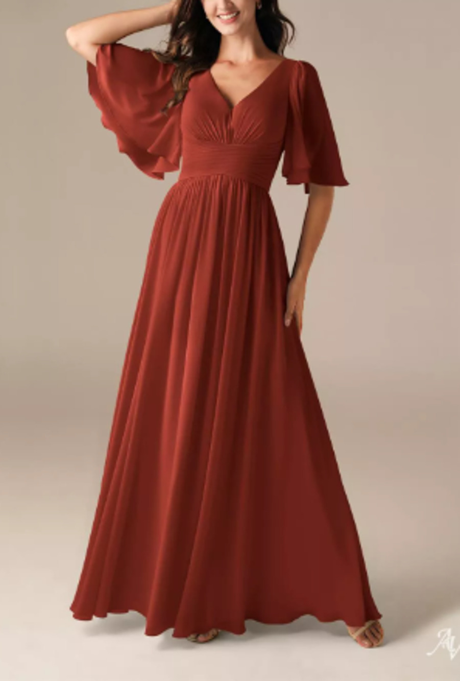 AW BRIDAL 6 S rust red Kenney wedding formal party bridesmaid maxi dress B30